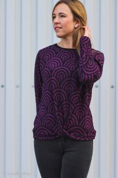 Preview: Jacquard Flanell Jersey Bögen Schwarz/Bordeaux by Swafing